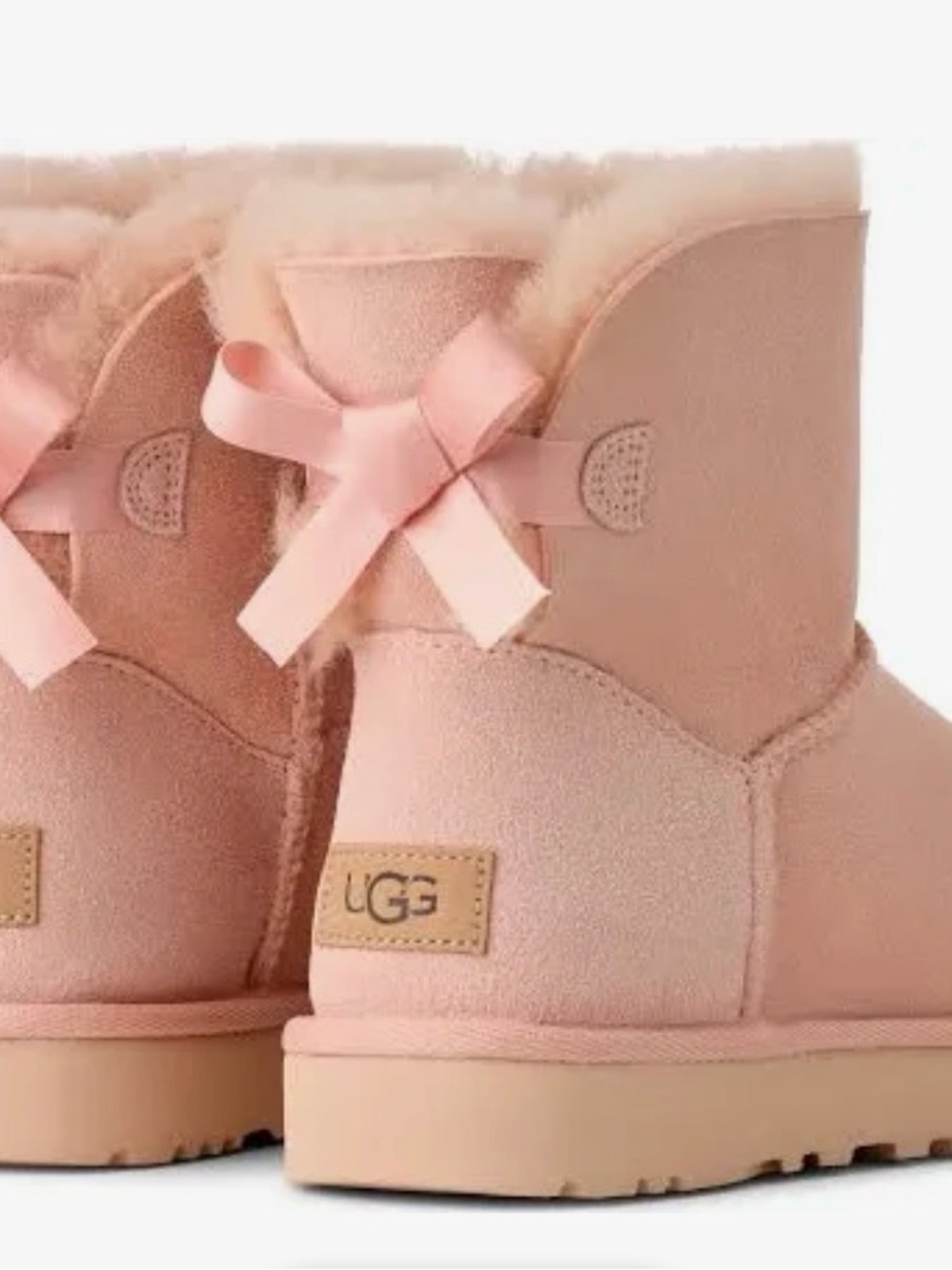 UGG Mini Bailey Pink Classic Short Bow Boots Sz 9